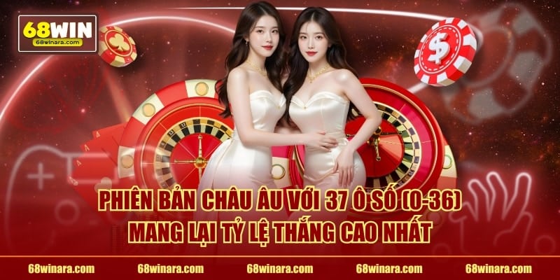 Phiên bản châu Âu với 37 ô số (0-36) mang lại tỷ lệ thắng cao nhất